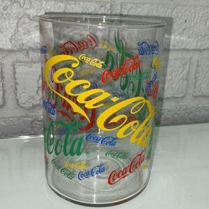 Coca Cola Vintage Multicolored Logo Glass Cup Collectable
